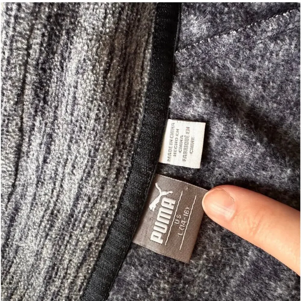 Puma Boys' Large Grey Fleece Full Zip Jacket with Pockets